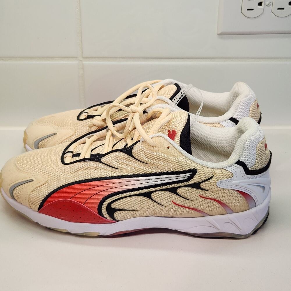 Puma Inhale Sneakers Mens Size 10 Cream Red Black Running Shoes 403855-01